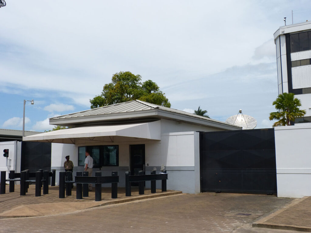Entrance of United States Embassy in Casablanca, Morocco