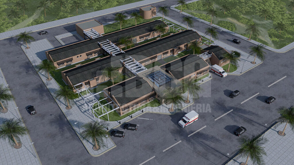 Architecture render of Ten Rural Hospital